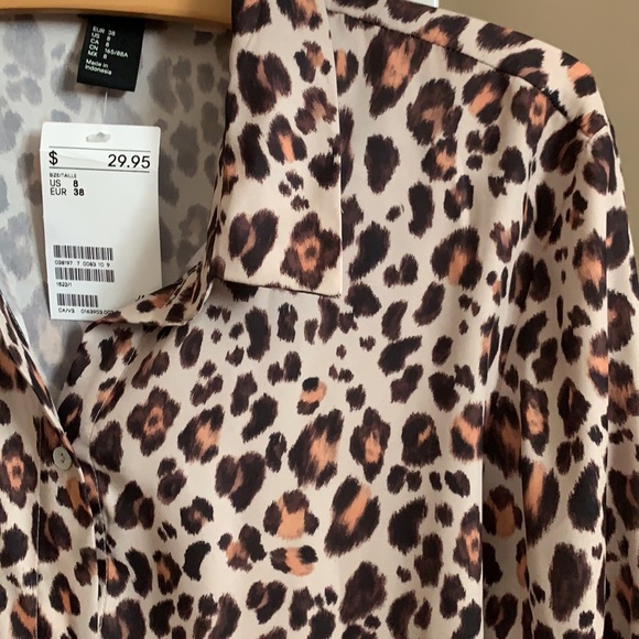Cheetah Print Faux Silk Blouse - Picture 2 of 4